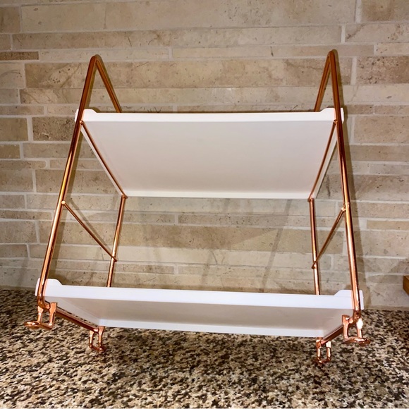 Desktop Cosmetics Storage Rack Rose Gold 2 Layers Bathroom Makeup Organizer - Picture 14 of 16